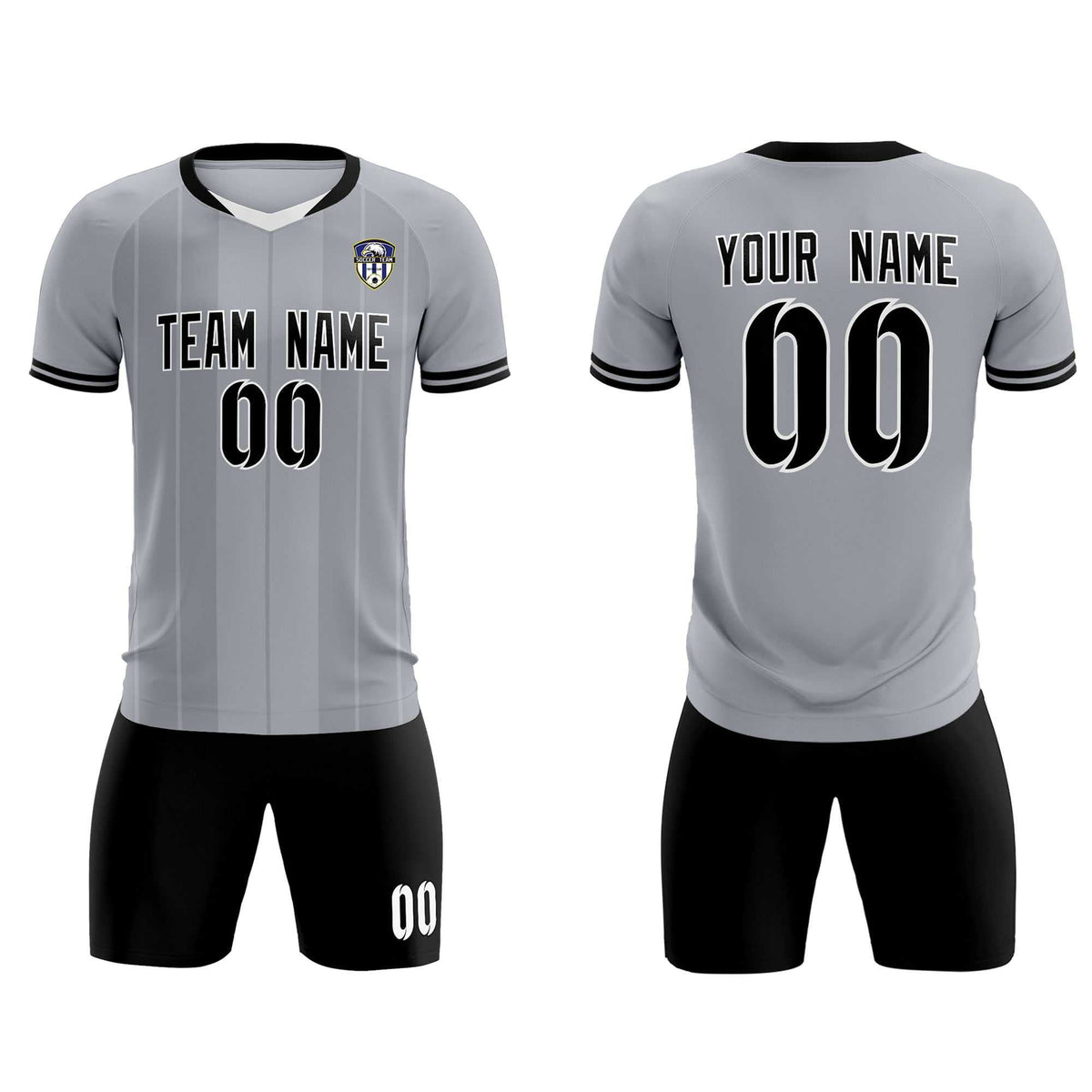 Custom Gray Classic Striped Personalized Soccer Tops/Sets Jersey