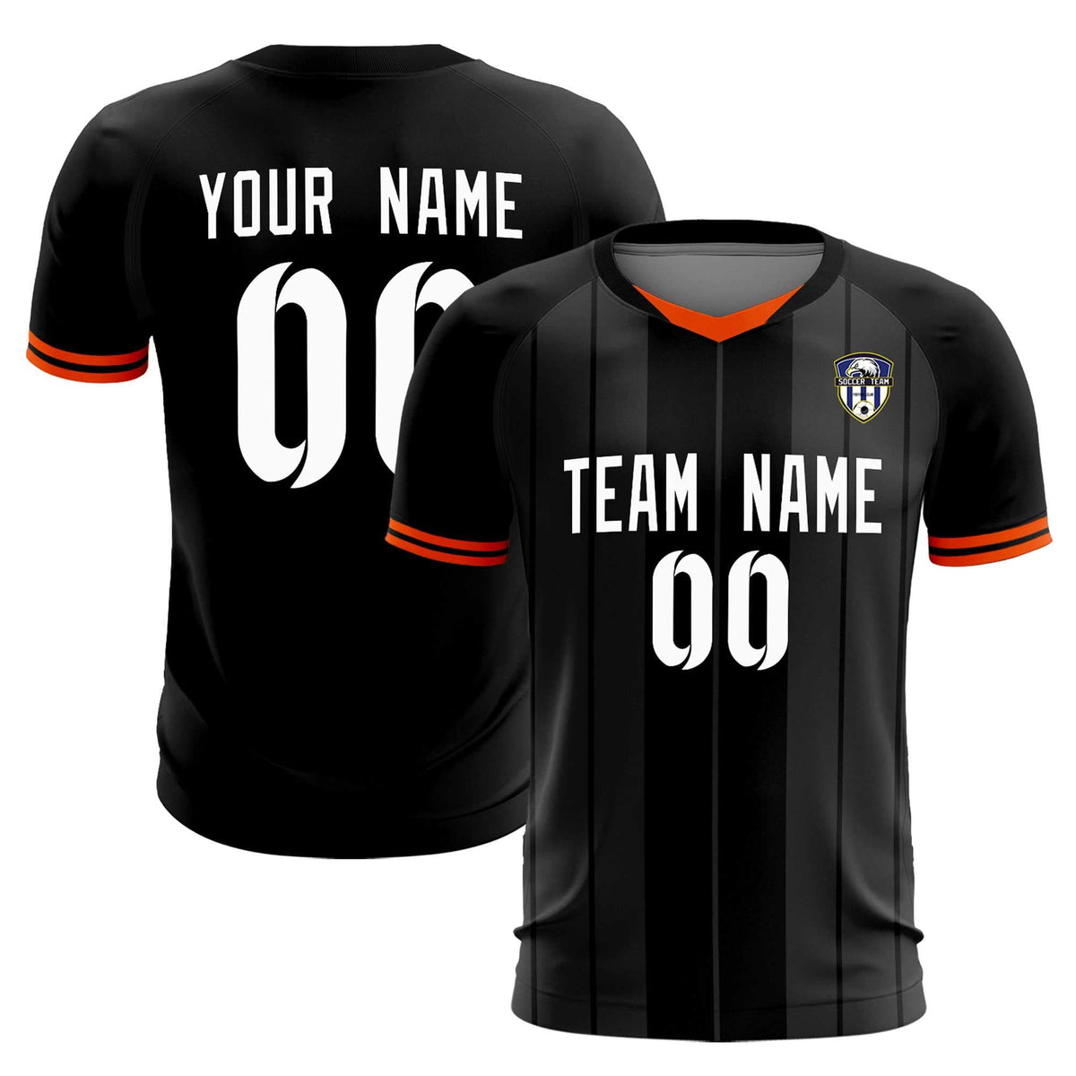 Custom Black Classic Striped Personalized Football Kit Jersey