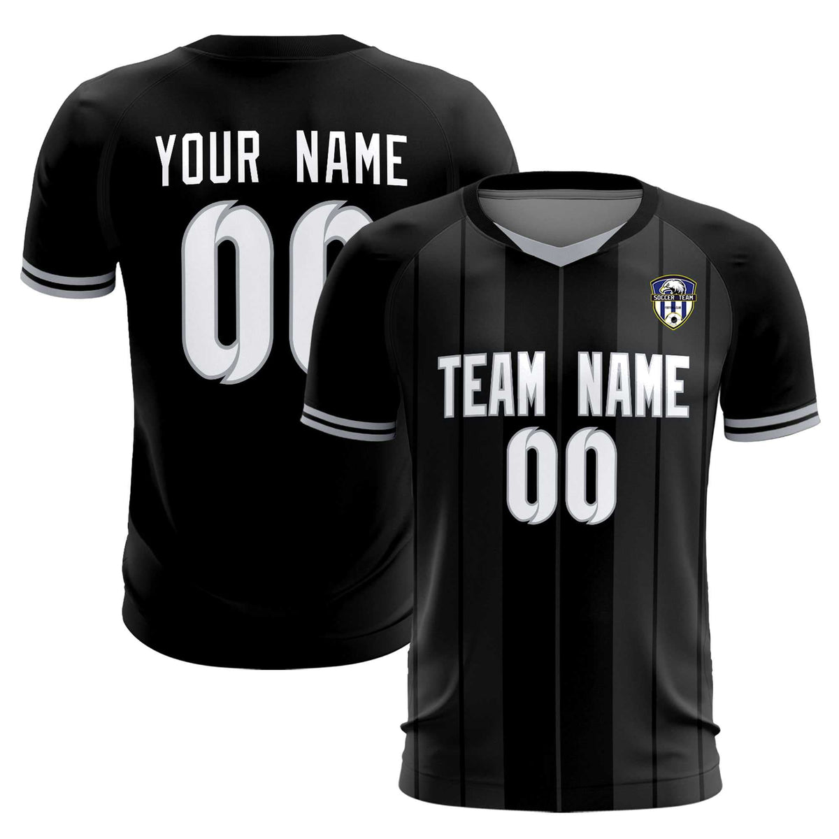 Custom Black Classic Striped Personalized Football Kit Jersey