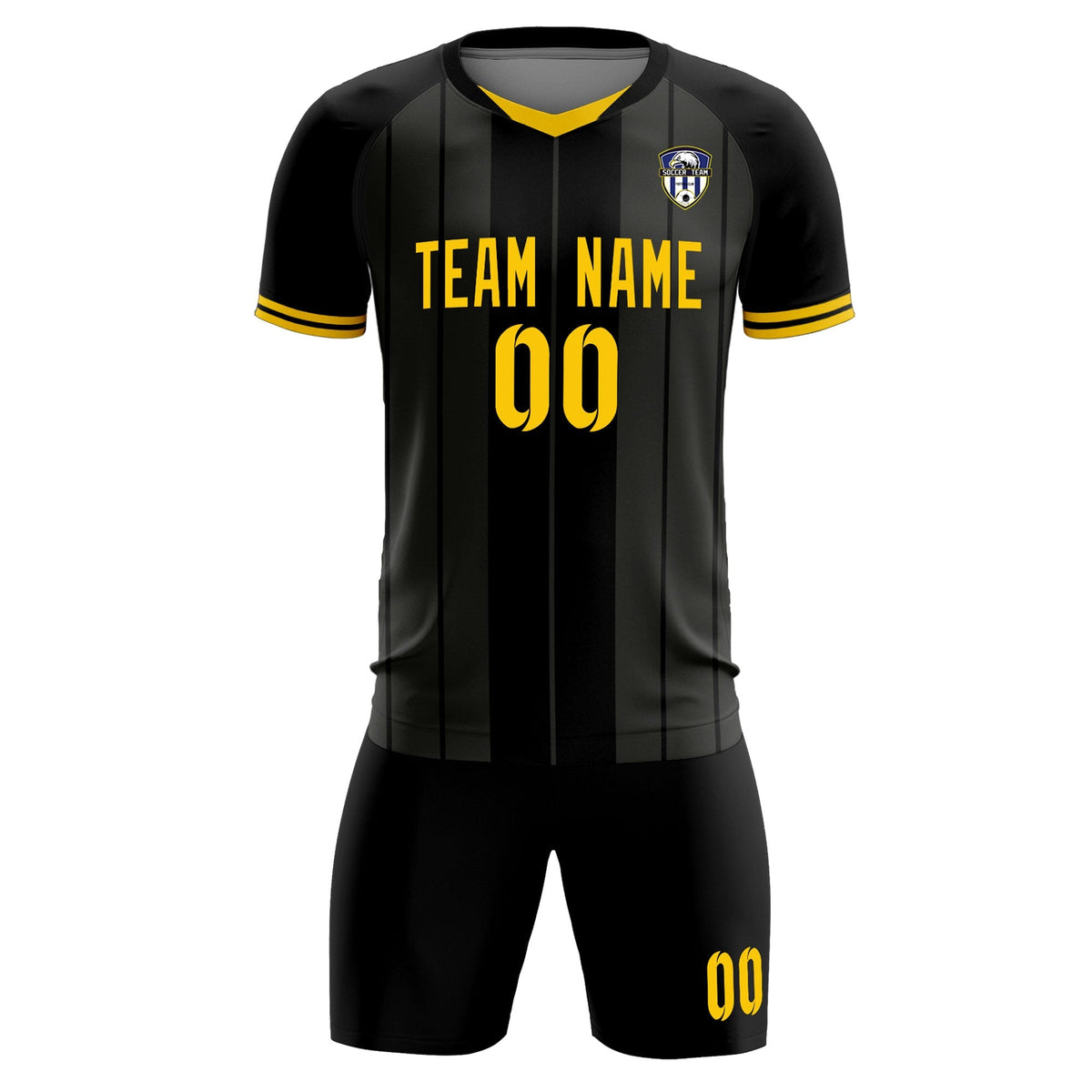 Custom Black Classic Striped Personalized Football Kit Jersey
