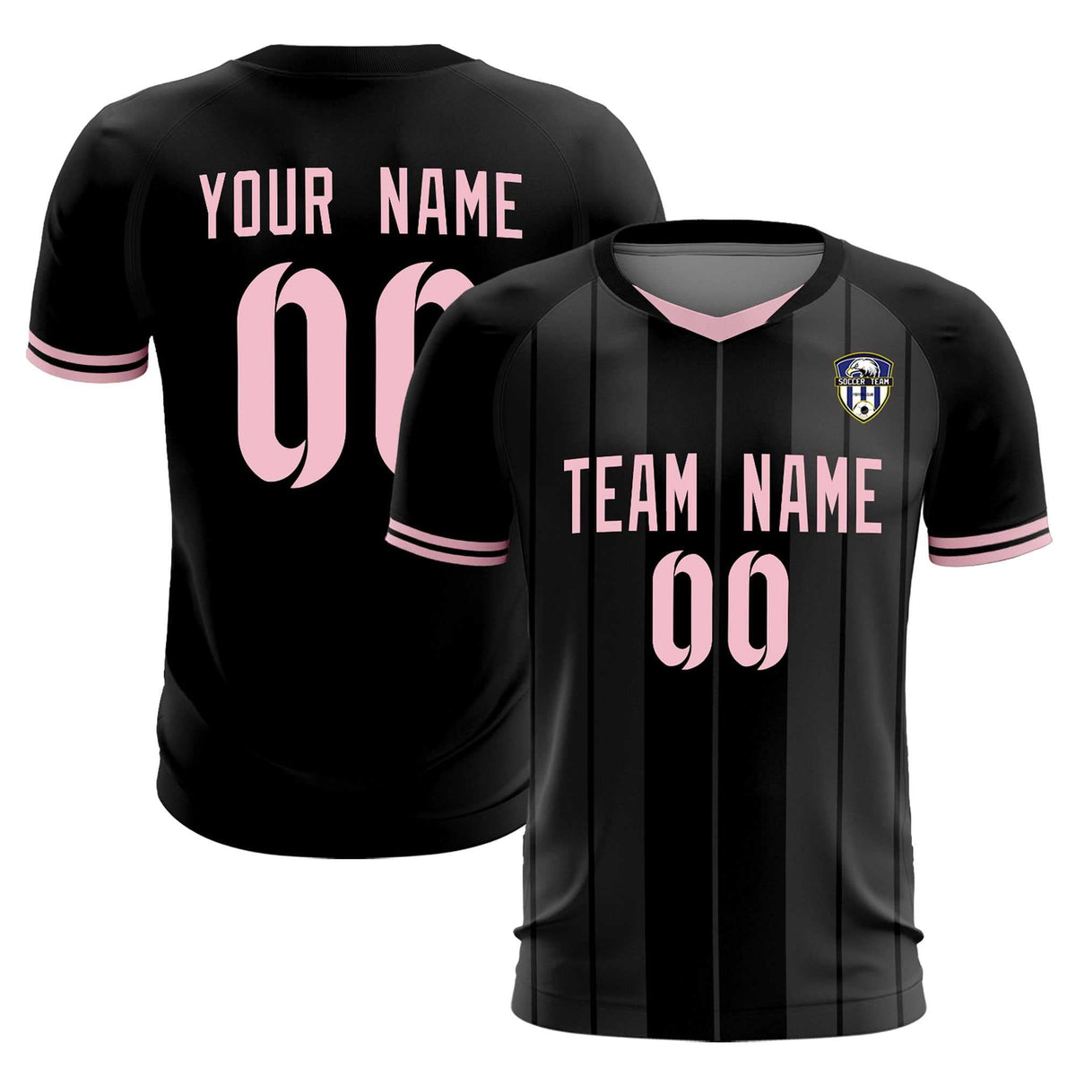 Custom Black Classic Striped Personalized Football Kit Jersey