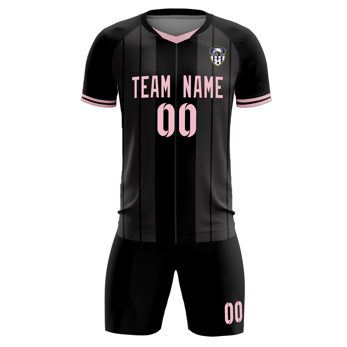 Custom Black Classic Striped Personalized Football Kit Jersey
