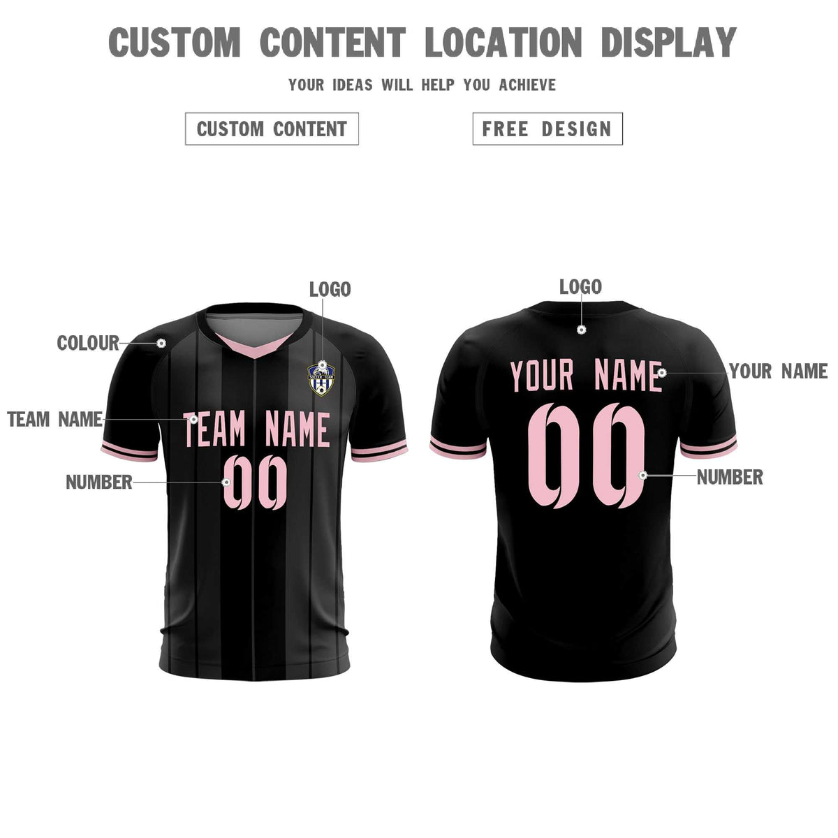 Custom Black Classic Striped Personalized Football Kit Jersey