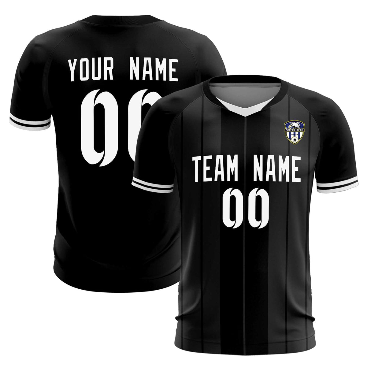 Custom Black Classic Striped Personalized Football Kit Jersey