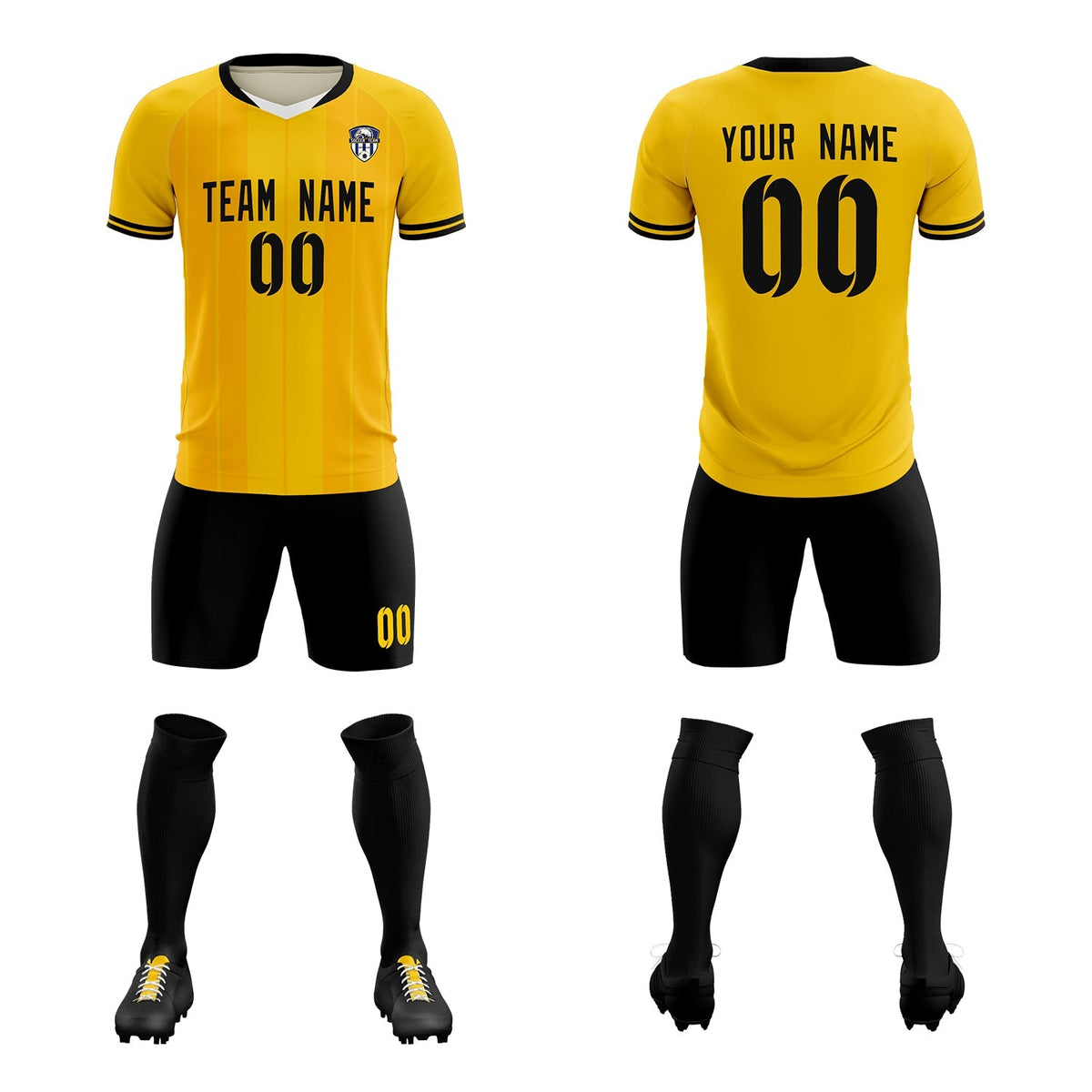 Custom Gold Classic Striped Personalized Football Kit Jersey