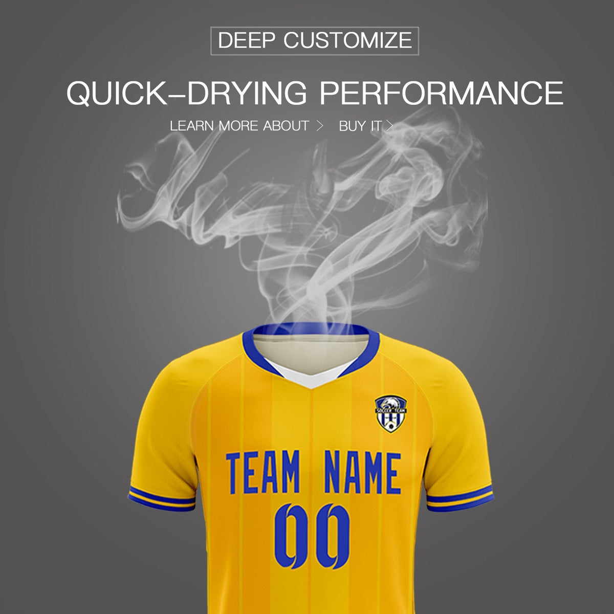 Custom Gold Classic Striped Personalized Soccer Tops/Sets Jersey