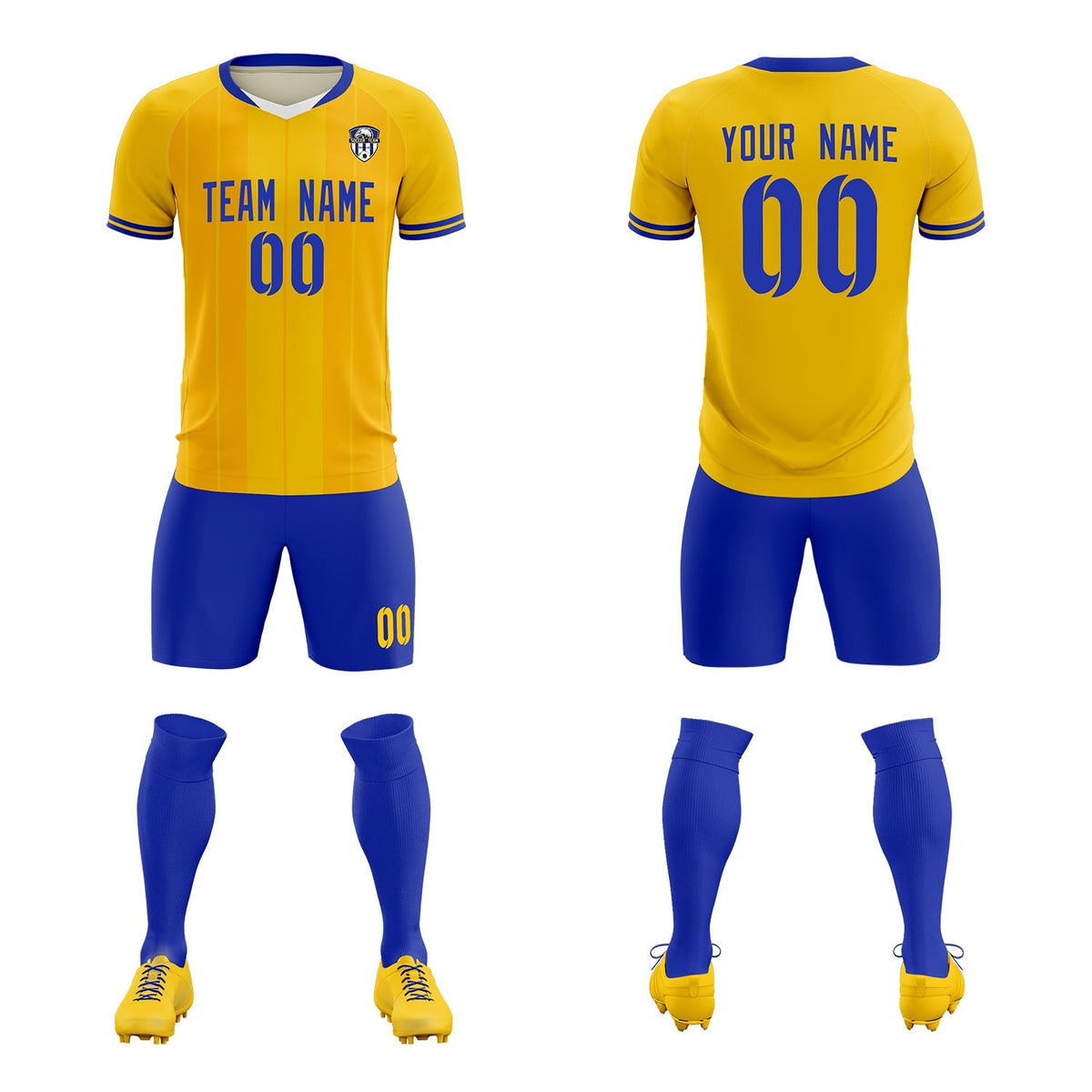 Custom Gold Classic Striped Personalized Football Kit Jersey