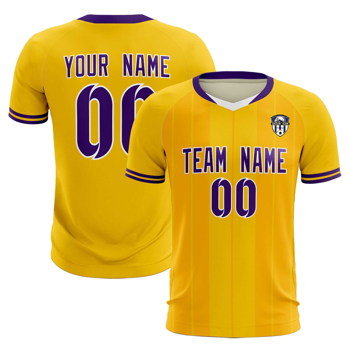 Custom Gold Classic Striped Personalized Soccer Tops/Sets Jersey
