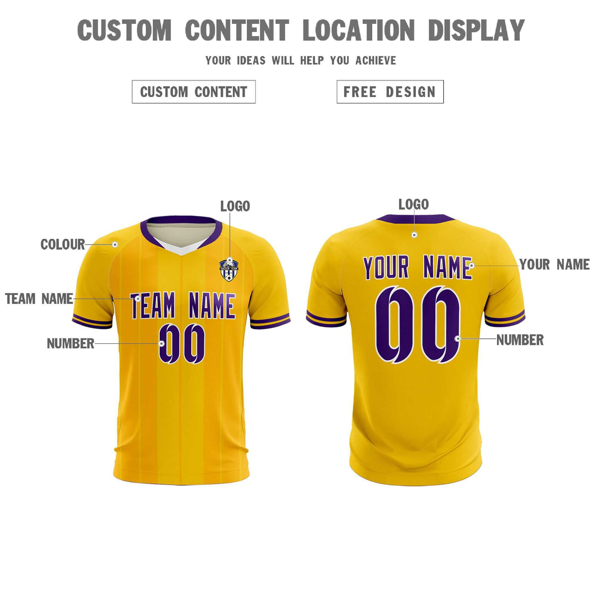Custom Gold Classic Striped Personalized Football Kit Jersey
