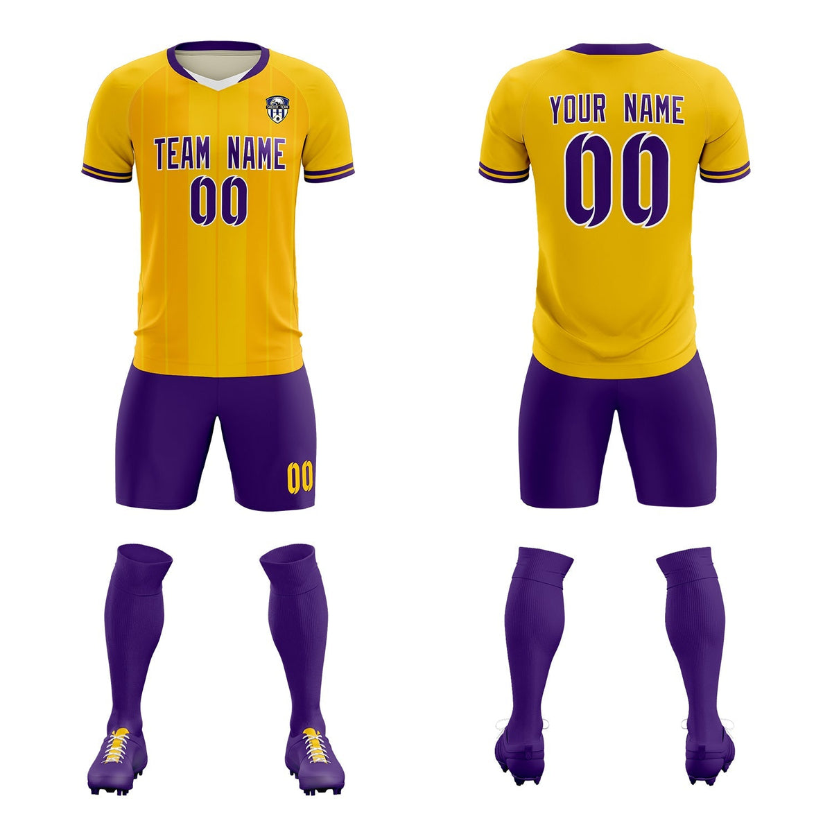 Custom Gold Classic Striped Personalized Soccer Tops/Sets Jersey