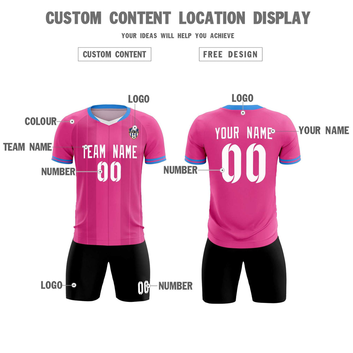 Custom Pink Classic Striped Personalized Football Kit Jersey