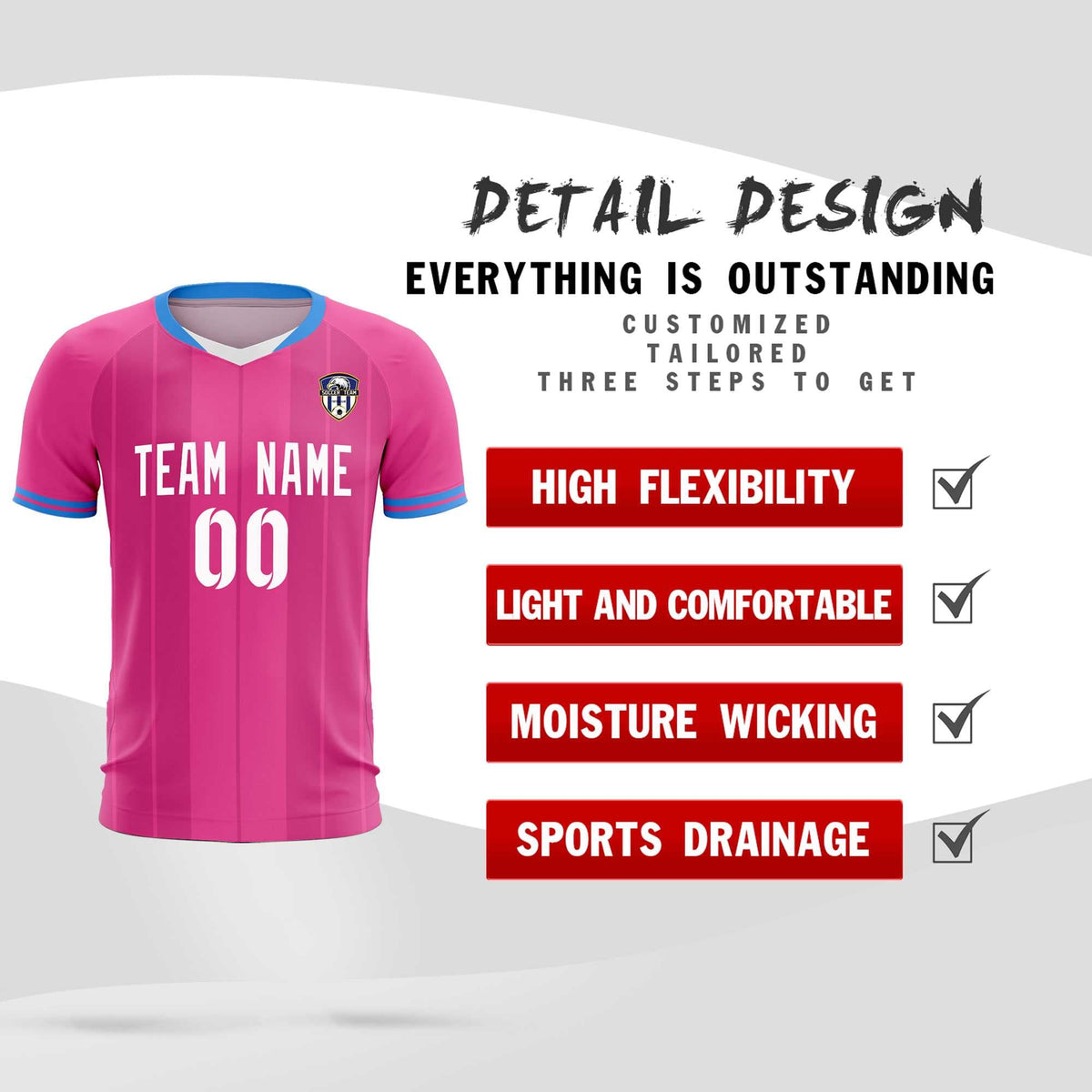 Custom Pink Classic Striped Personalized Football Kit Jersey
