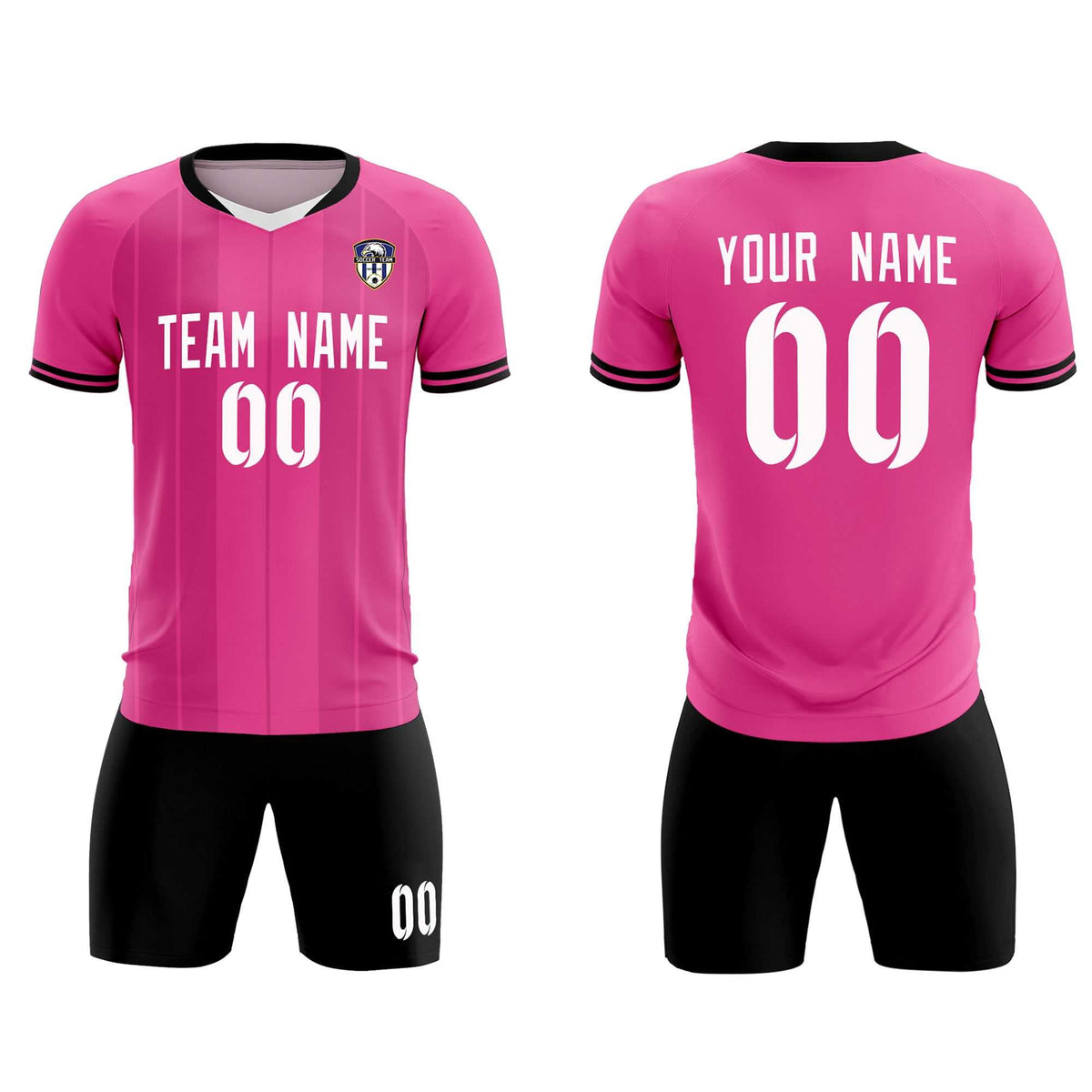 Custom Pink Classic Striped Personalized Soccer Tops/Sets Jersey