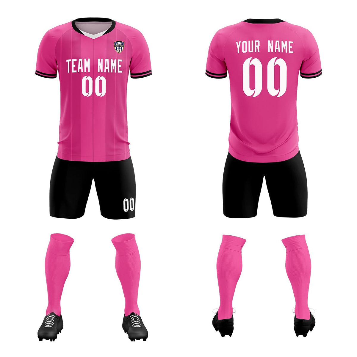 Custom Pink Classic Striped Personalized Soccer Tops/Sets Jersey