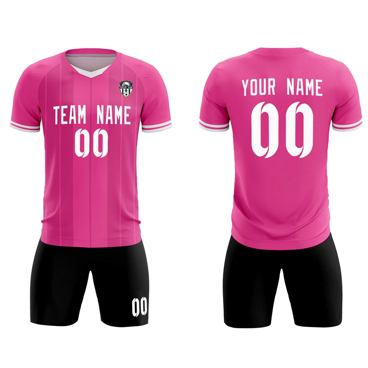 Custom Pink Classic Striped Personalized Football Kit Jersey
