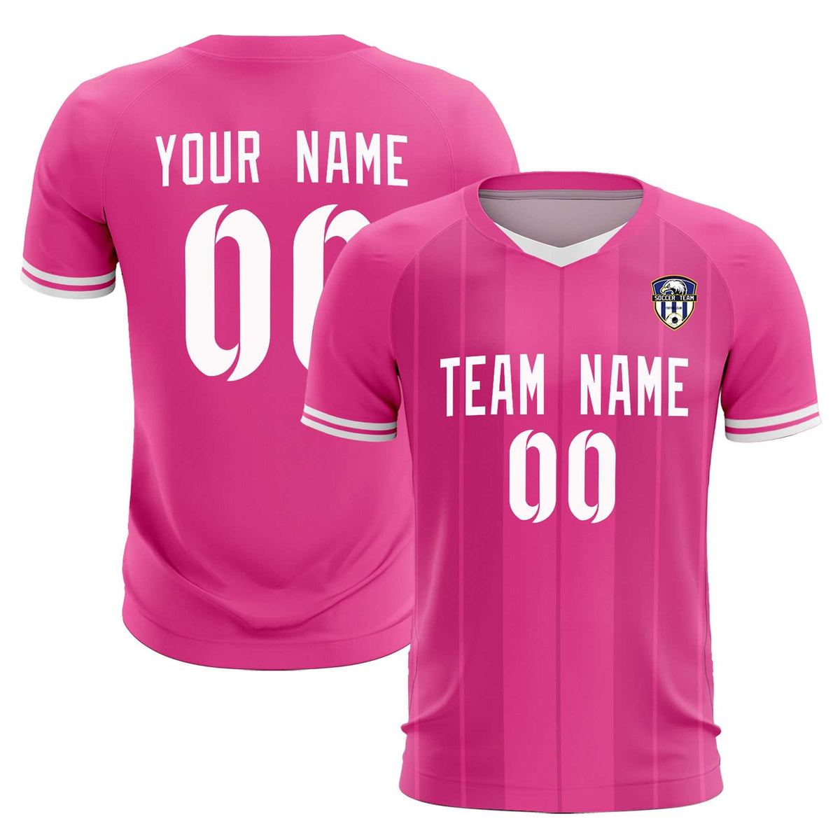 Custom Pink Classic Striped Personalized Football Kit Jersey