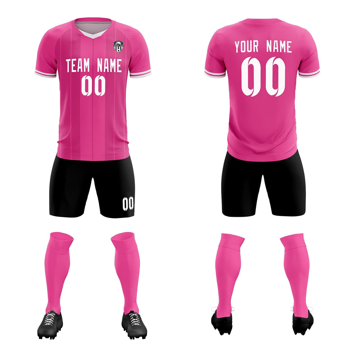 Custom Pink Classic Striped Personalized Soccer Tops/Sets Jersey