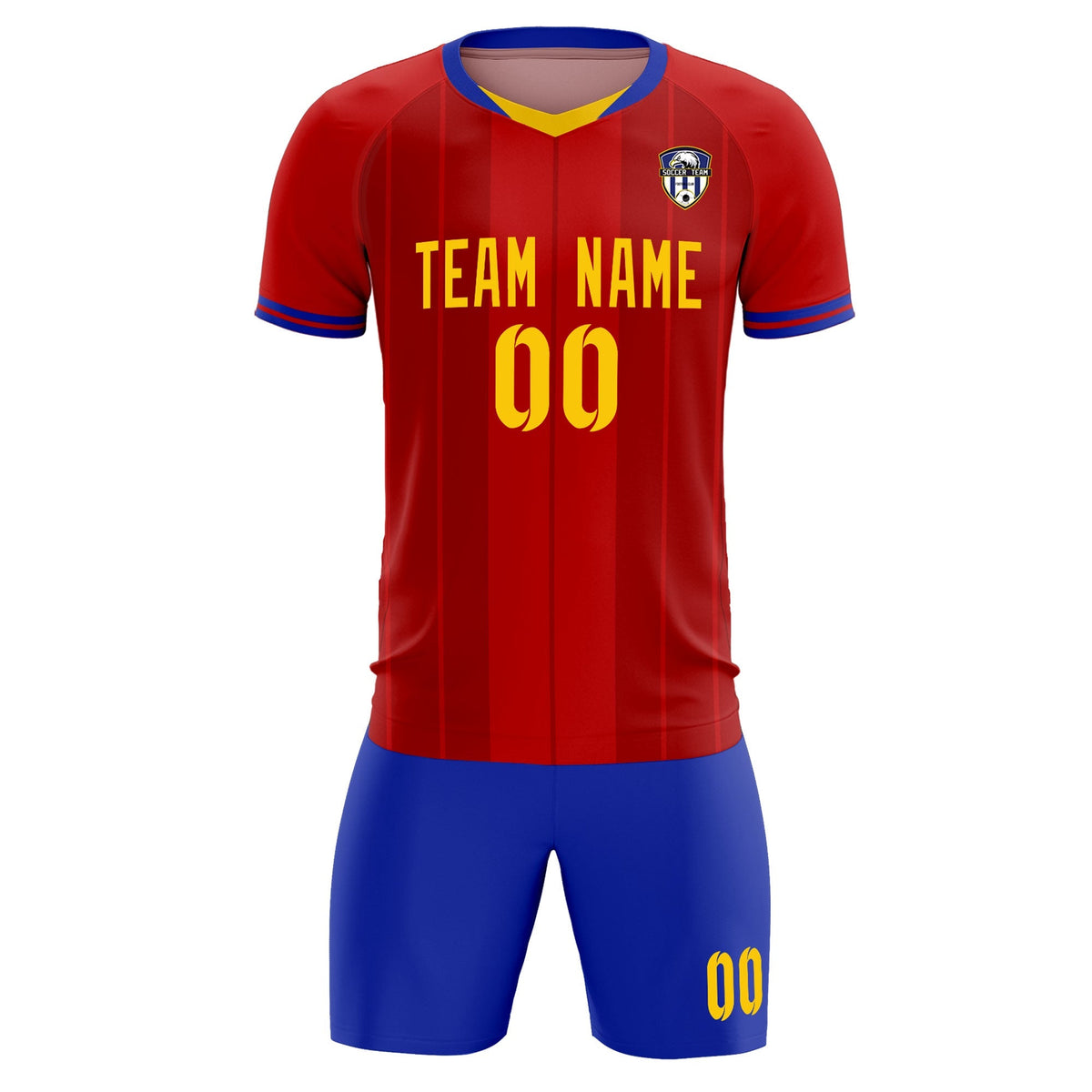 Custom Red Classic Striped Personalized Soccer Tops/Sets Jersey