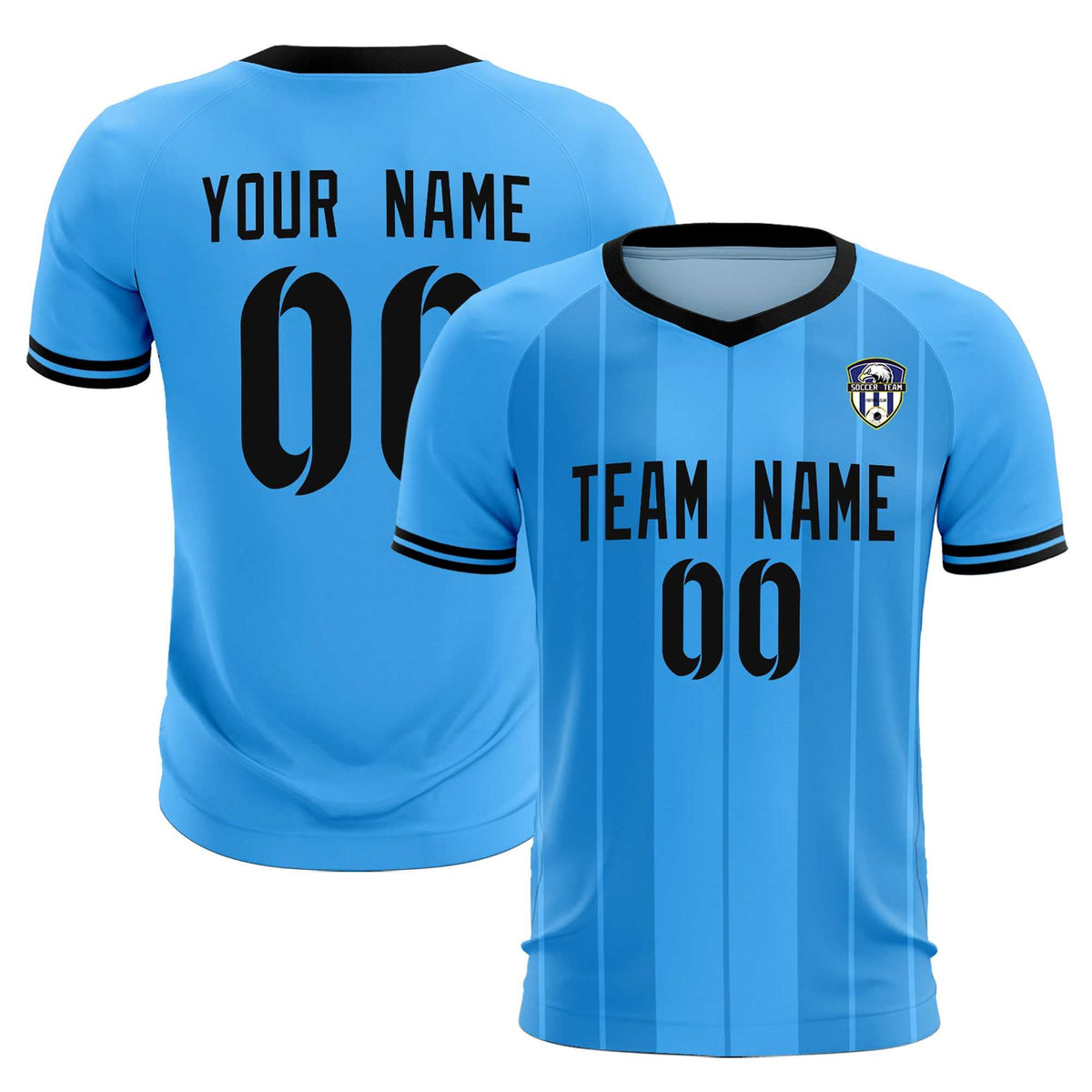 Custom Powder Blue Classic Striped Personalized Football Kit Jersey