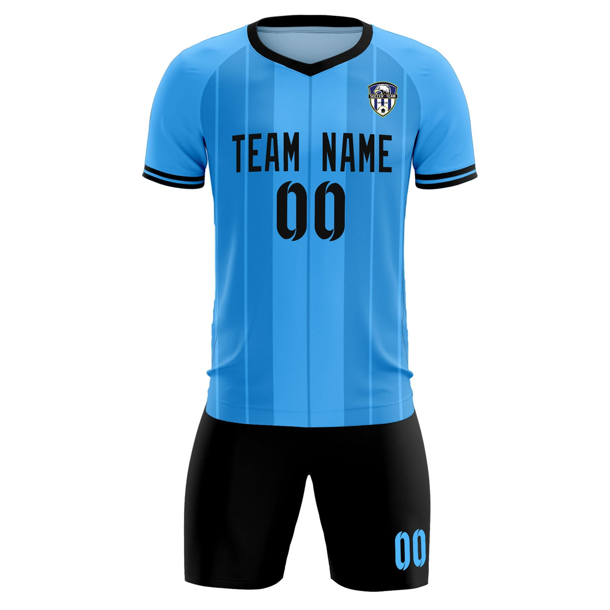 Custom Powder Blue Classic Striped Personalized Soccer Tops/Sets Jersey