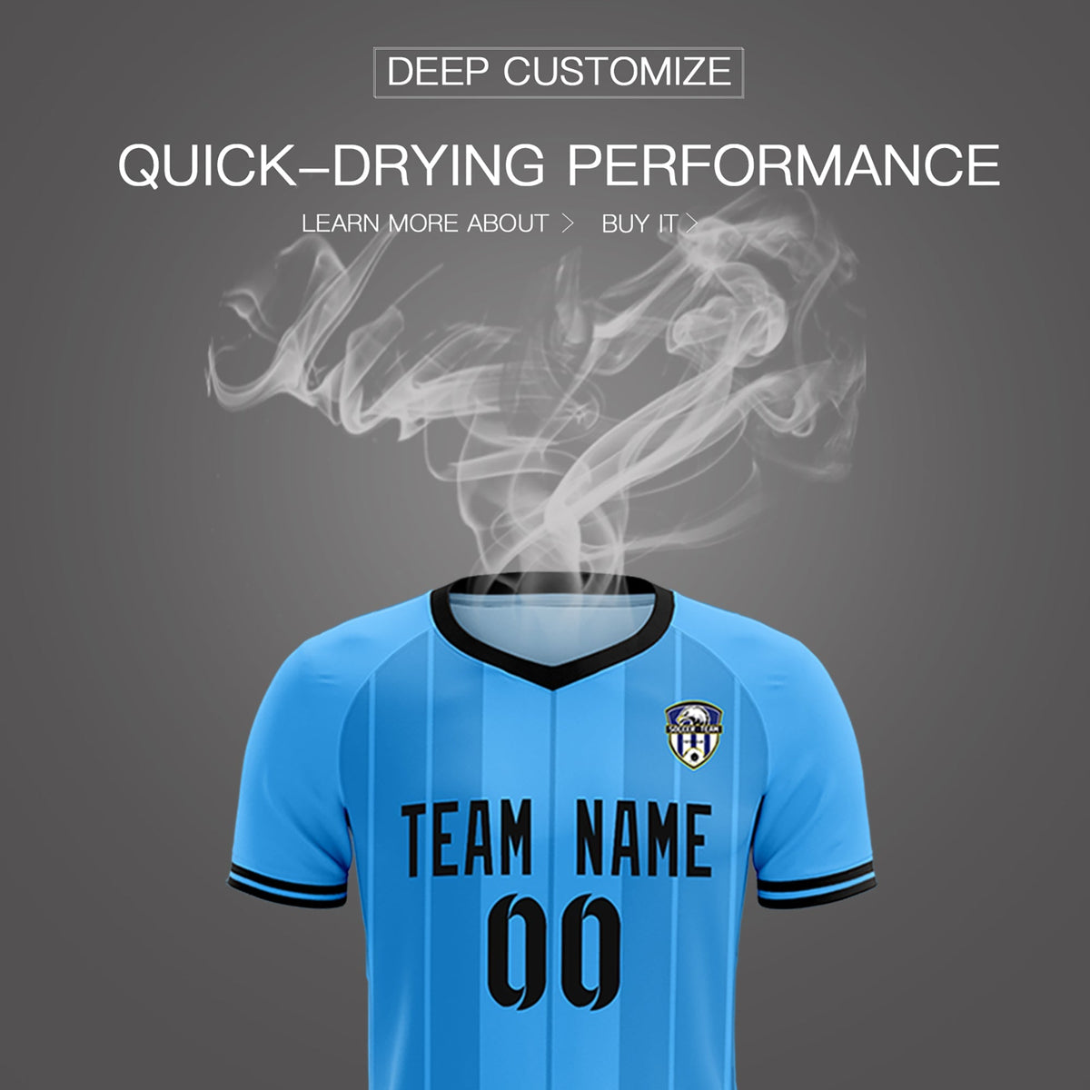 Custom Powder Blue Classic Striped Personalized Football Kit Jersey