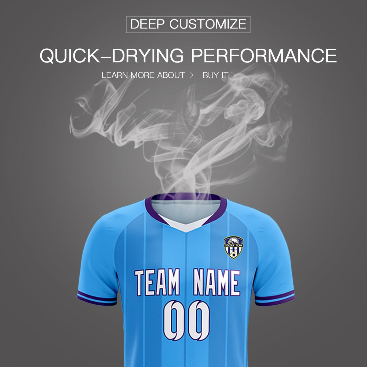 Custom Powder Blue Classic Striped Personalized Soccer Kit Jersey