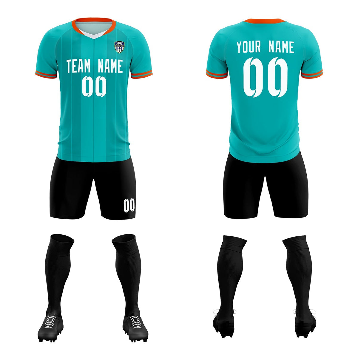 Custom Green Classic Striped Personalized Soccer Kit Jersey