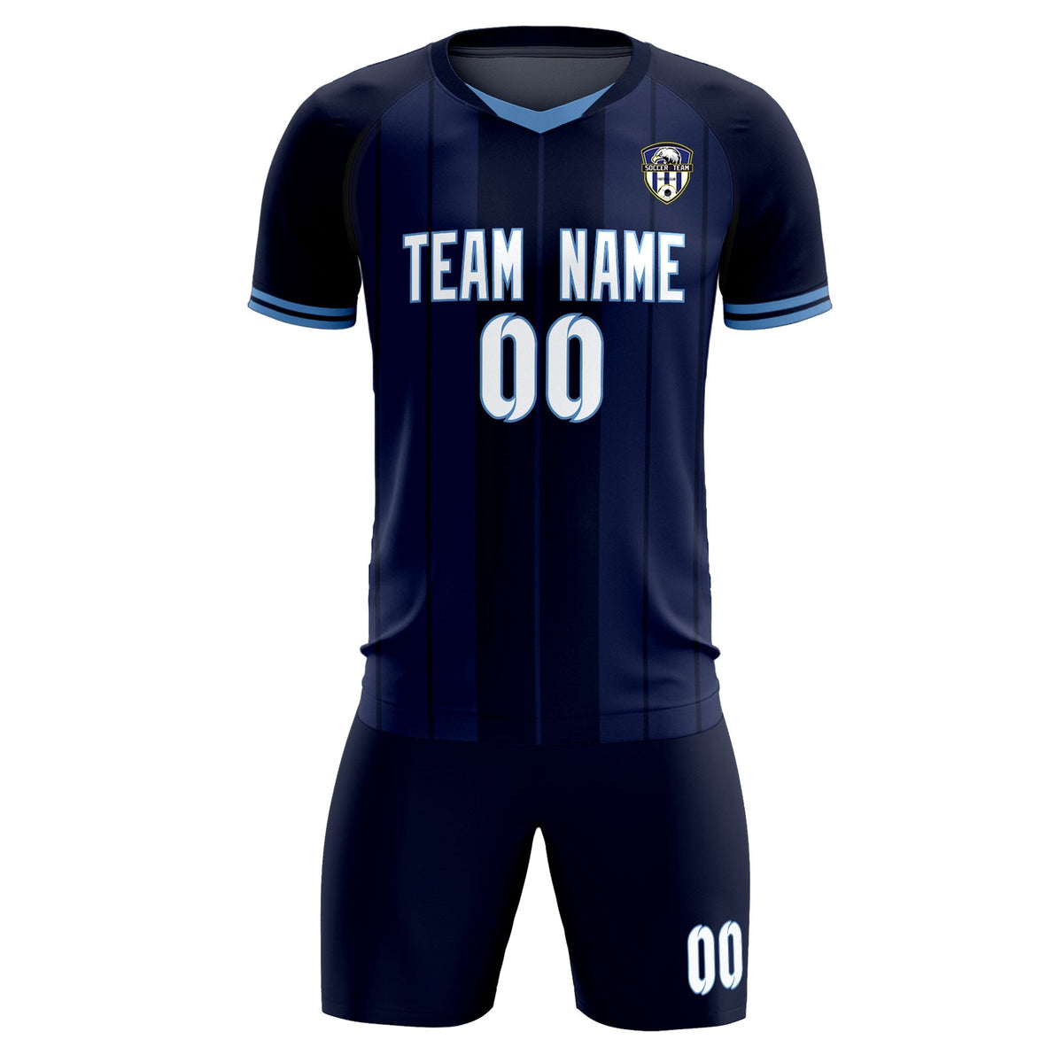 Custom Navy Classic Striped Personalized Soccer Kit Jersey