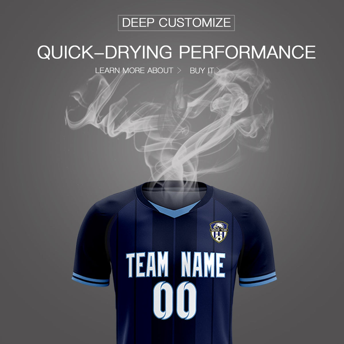 Custom Navy Classic Striped Personalized Soccer Kit Jersey