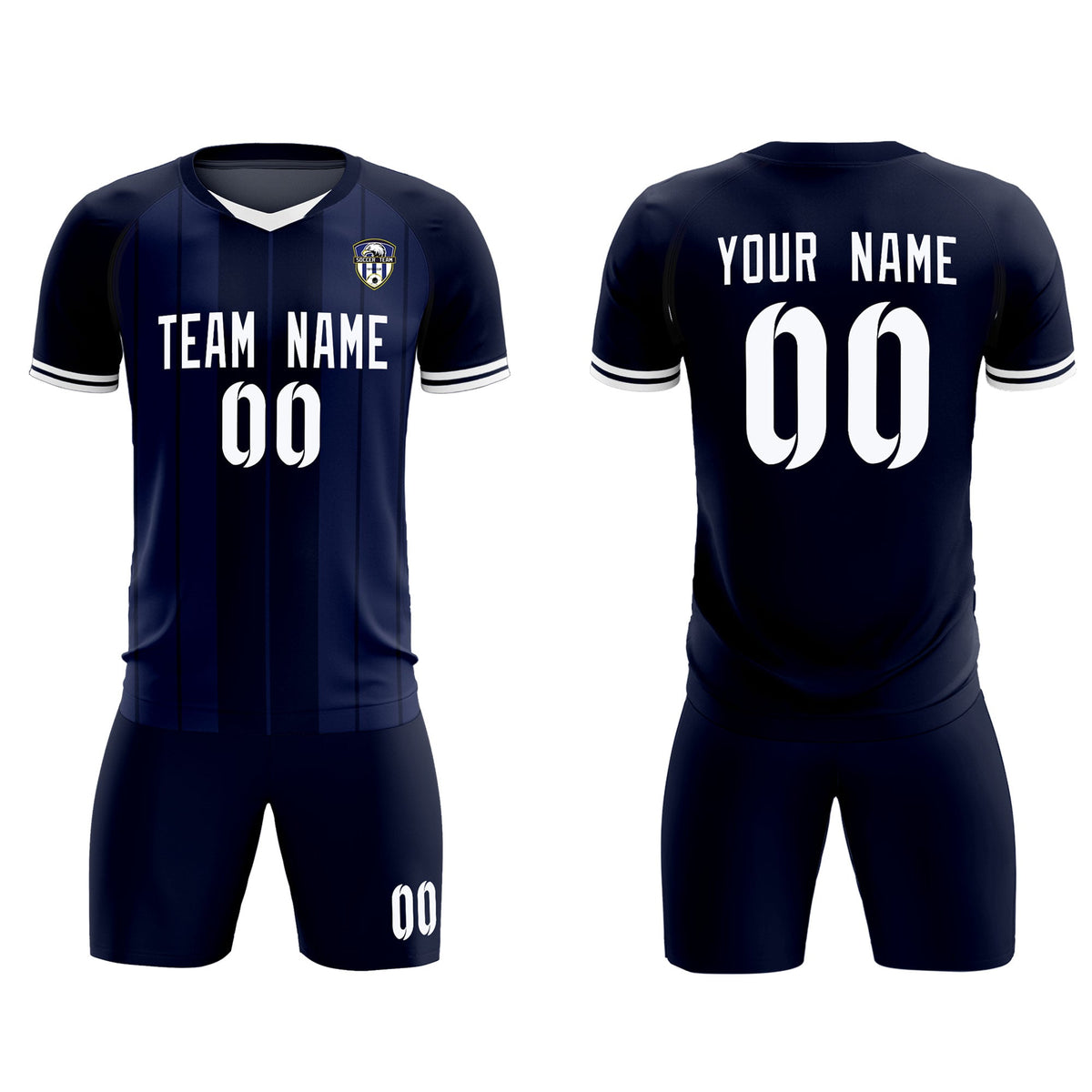 Custom Navy Classic Striped Personalized Soccer Kit Jersey