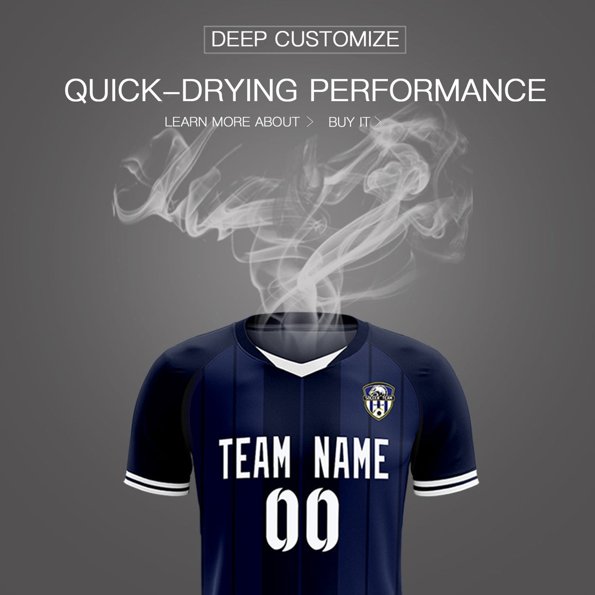 Custom Navy Classic Striped Personalized Soccer Kit Jersey