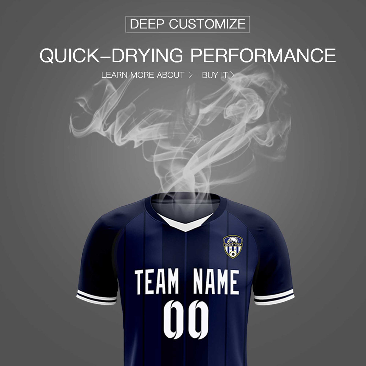 Custom Navy Classic Striped Personalized Soccer Kit Jersey