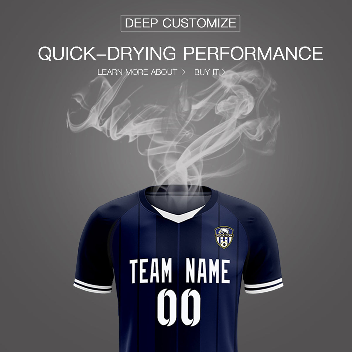 Custom Navy Classic Striped Personalized Soccer Kit Jersey