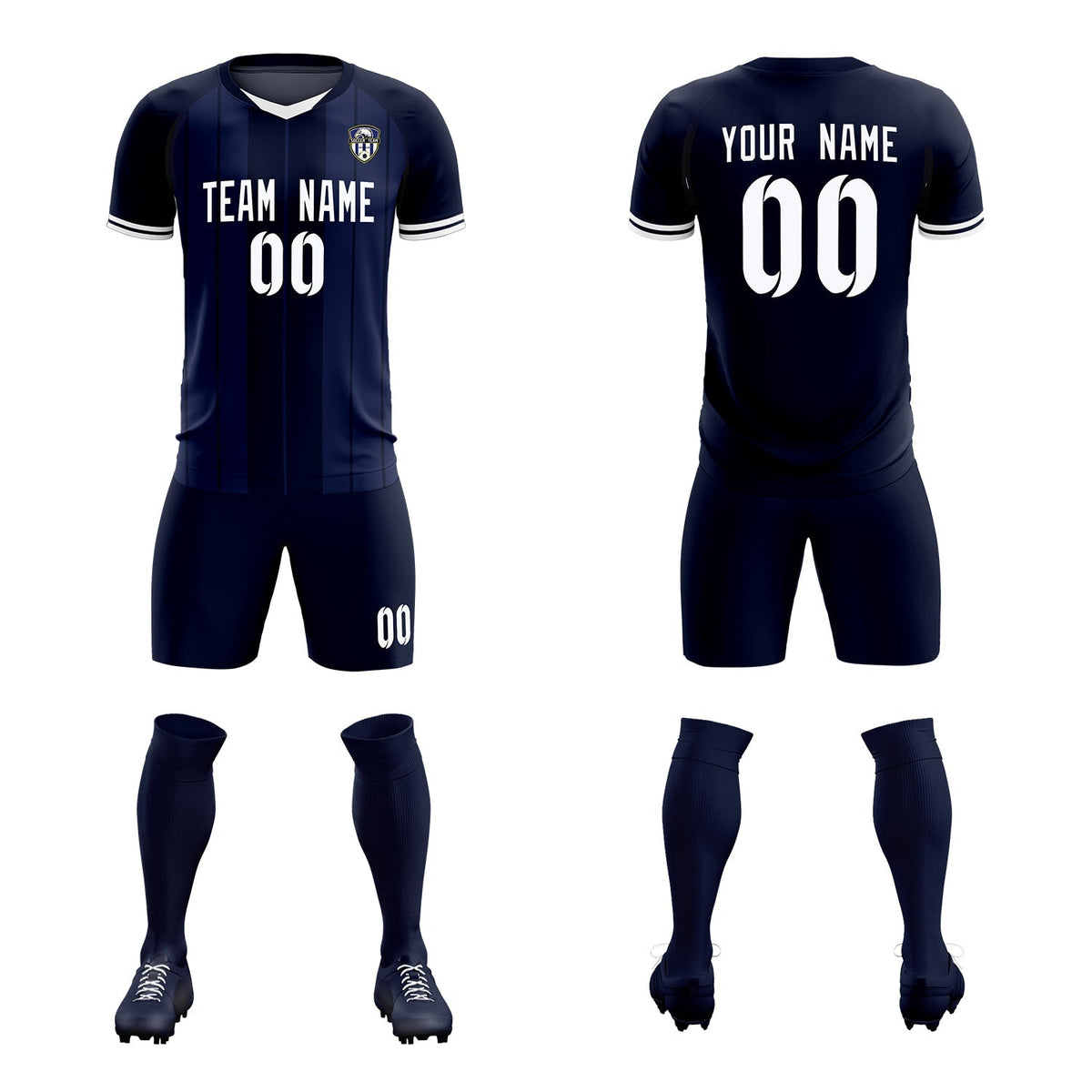 Custom Navy Classic Striped Personalized Soccer Tops/Sets Jersey