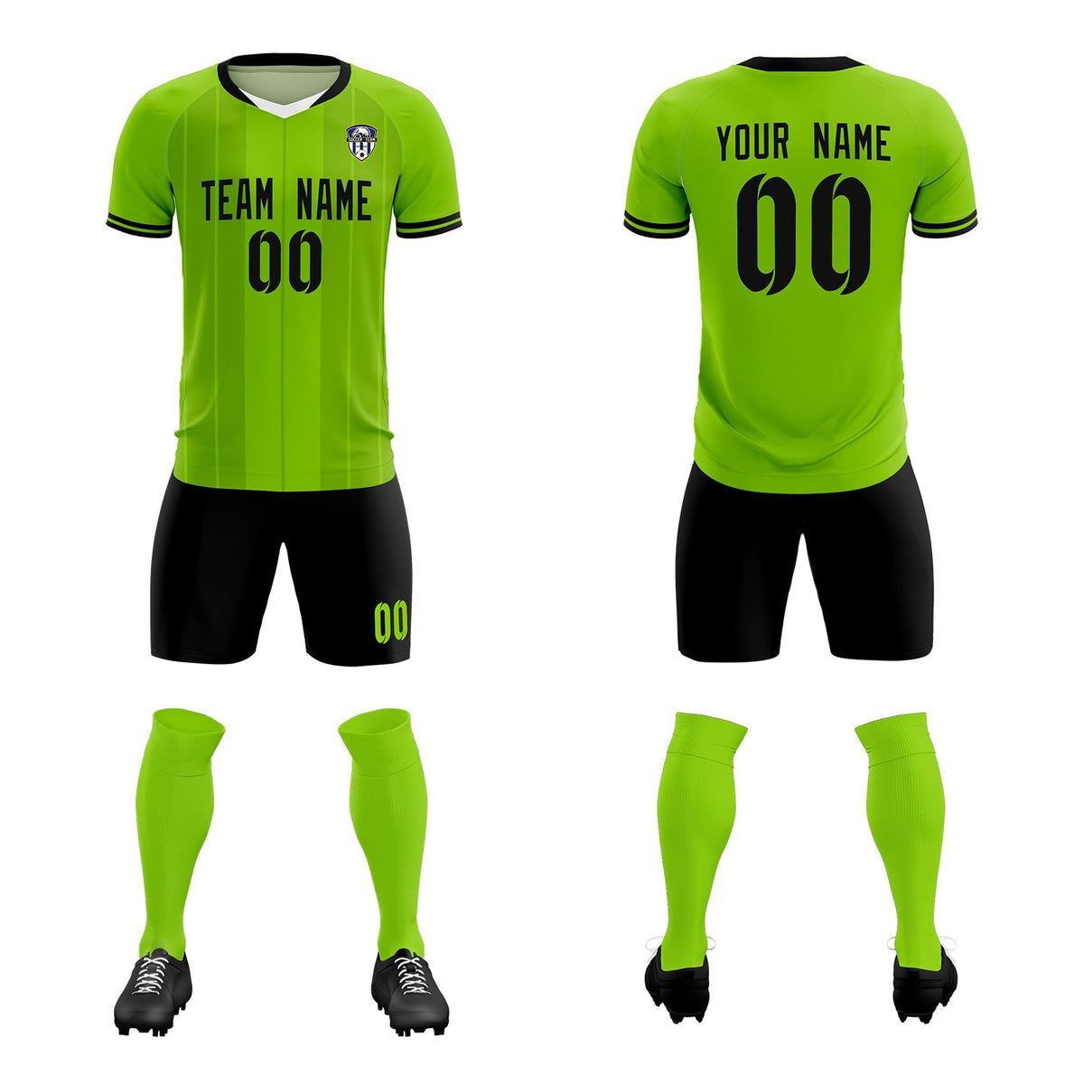 Custom Neon Green Classic Striped Personalized Soccer Tops/Sets Jersey