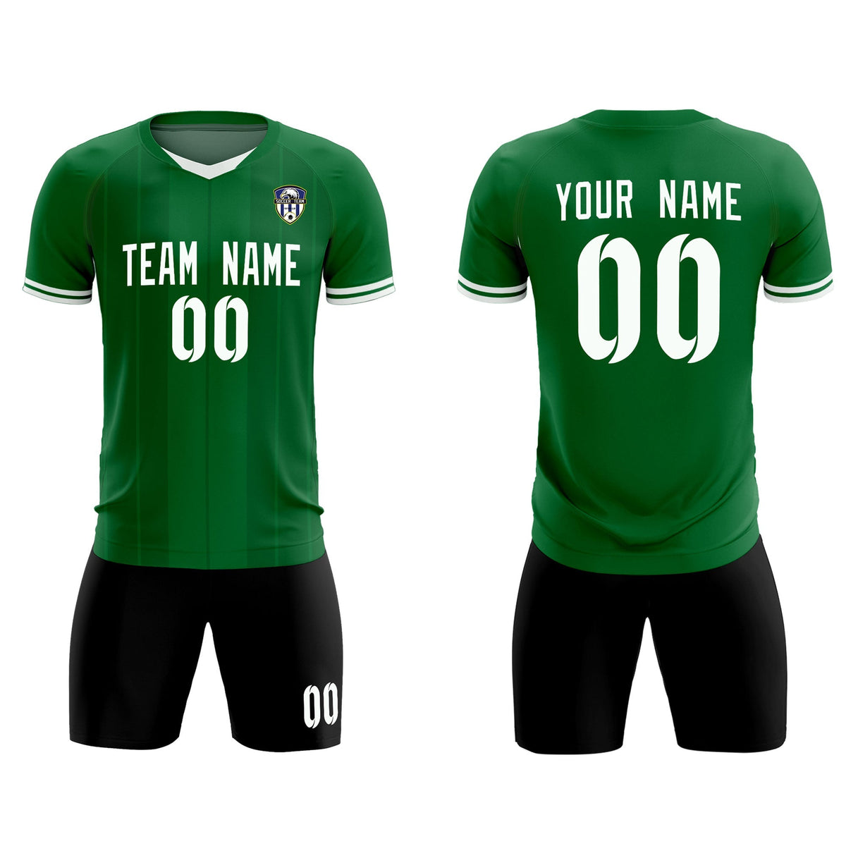 Custom Kelly Green Classic Striped Personalized Soccer Tops/Sets Jersey