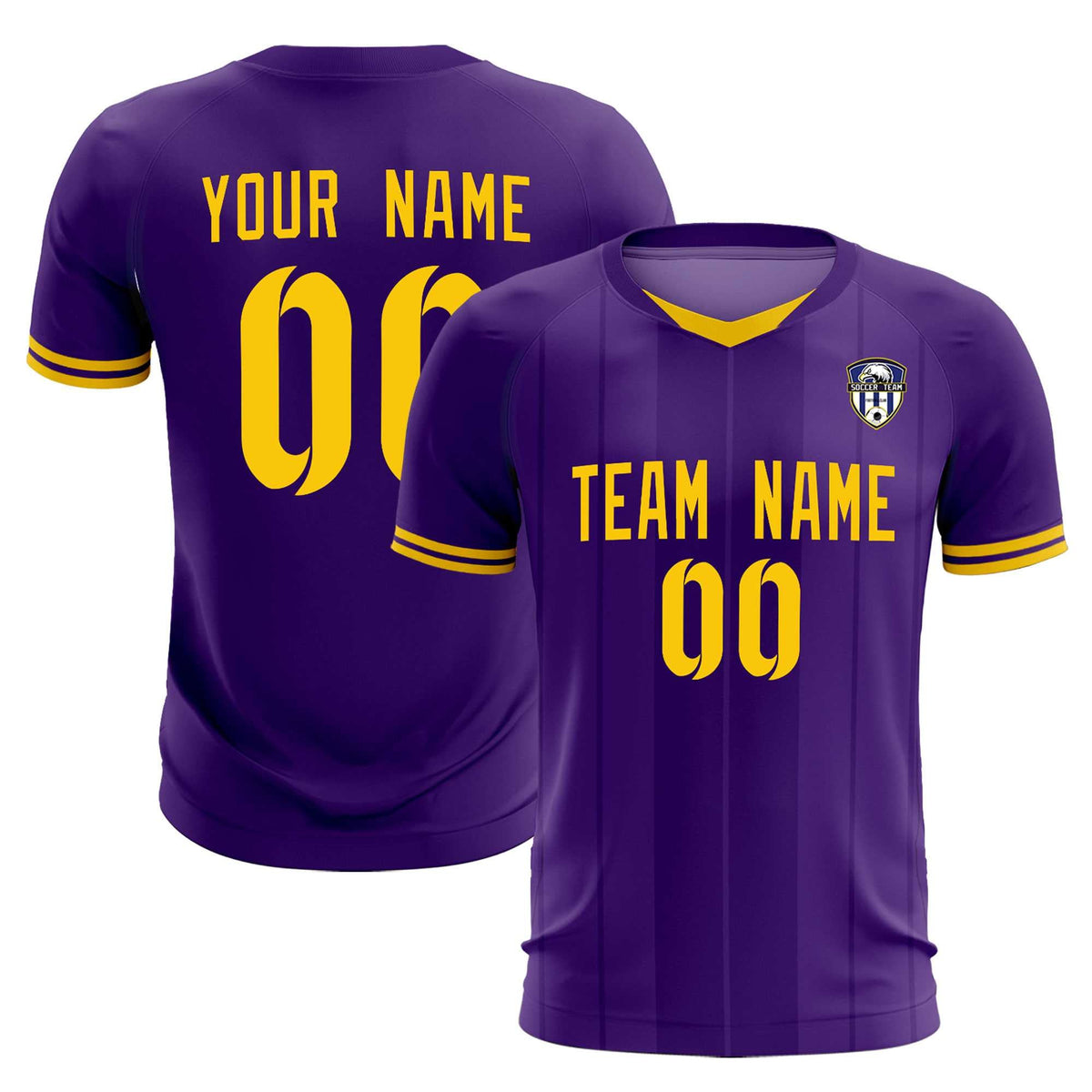Custom Purple Classic Striped Personalized Soccer Kit Jersey