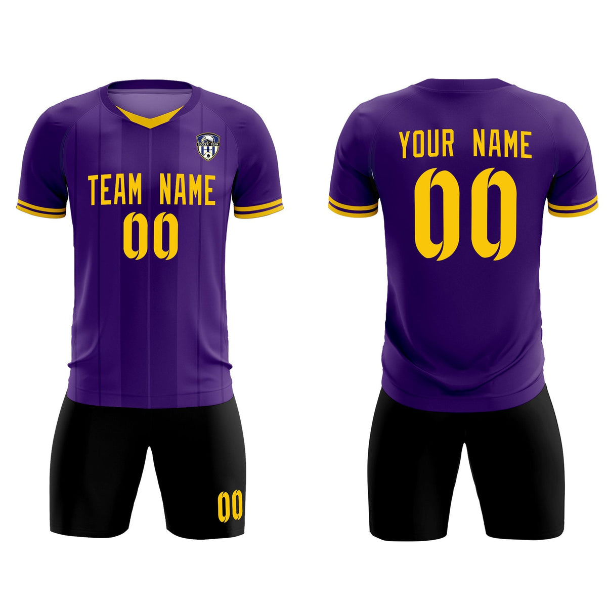 Custom Purple Classic Striped Personalized Soccer Kit Jersey