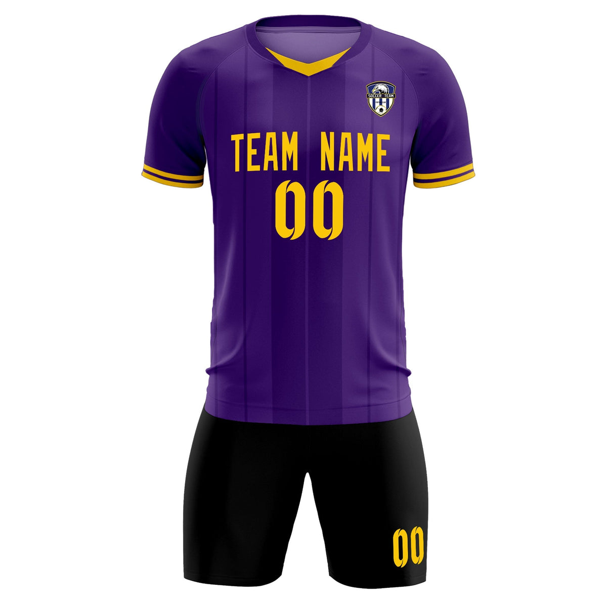 Custom Purple Classic Striped Personalized Soccer Kit Jersey
