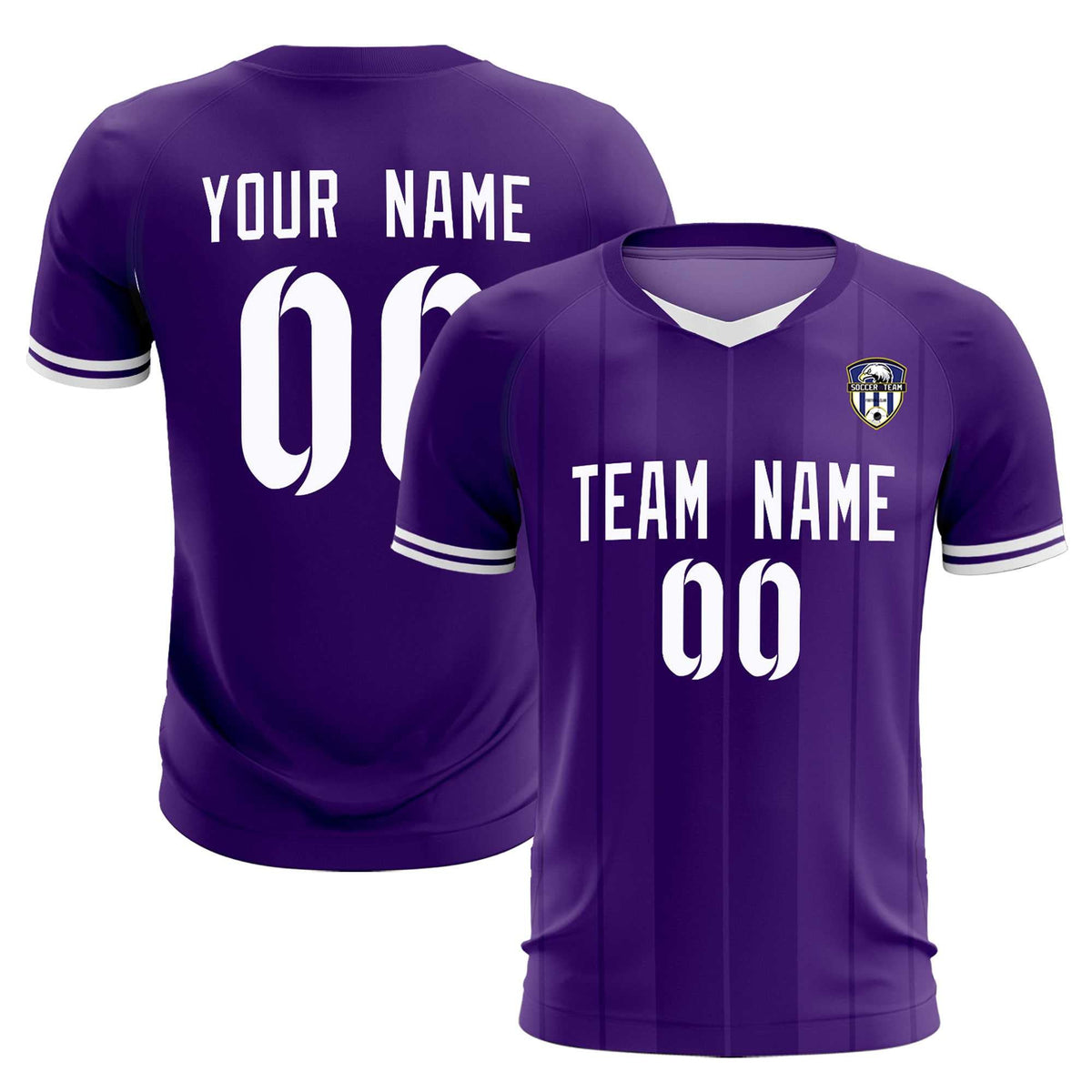 Custom Purple Classic Striped Personalized Soccer Kit Jersey