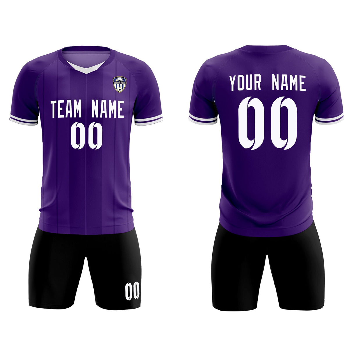 Custom Purple Classic Striped Personalized Soccer Kit Jersey