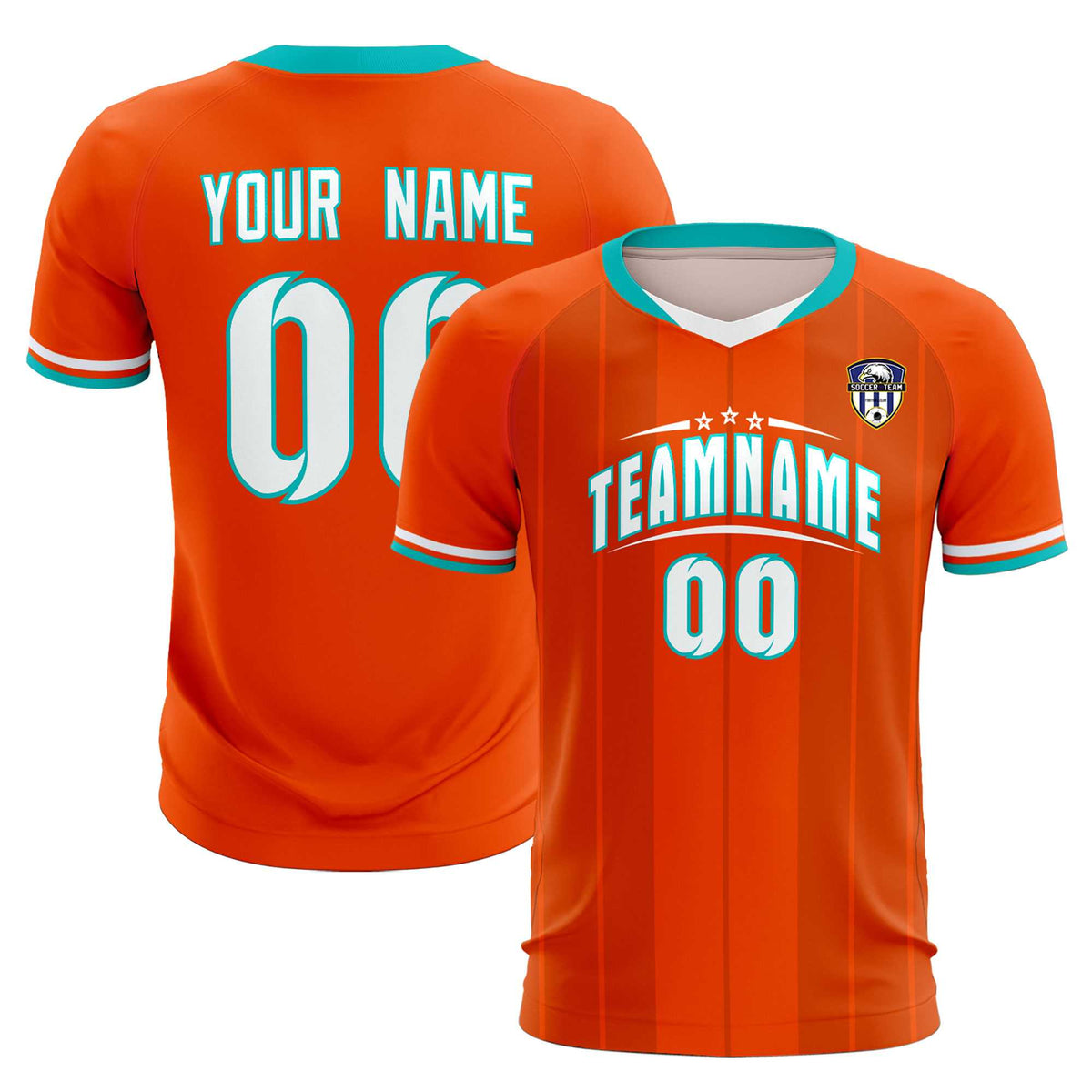 Custom Orange Classic Striped Personalized Football Kit Jersey