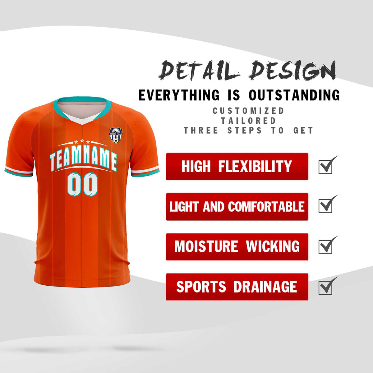 Custom Orange Classic Striped Personalized Football Kit Jersey
