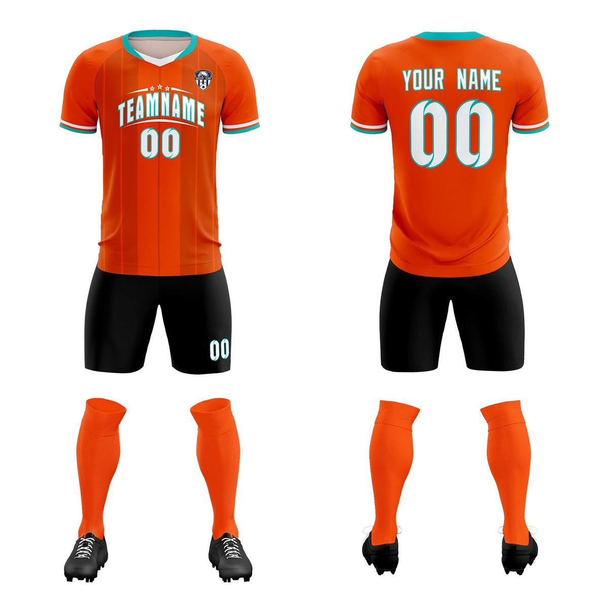 Custom Orange Classic Striped Personalized Soccer Tops/Sets Jersey