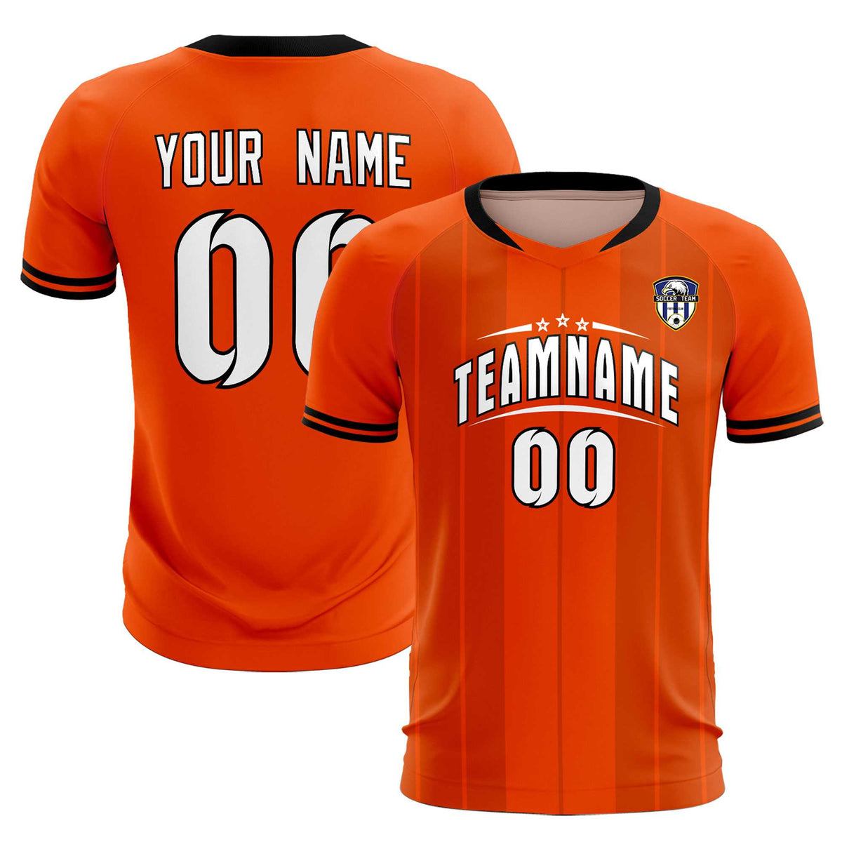 Custom Orange Classic Striped Personalized Football Kit Jersey