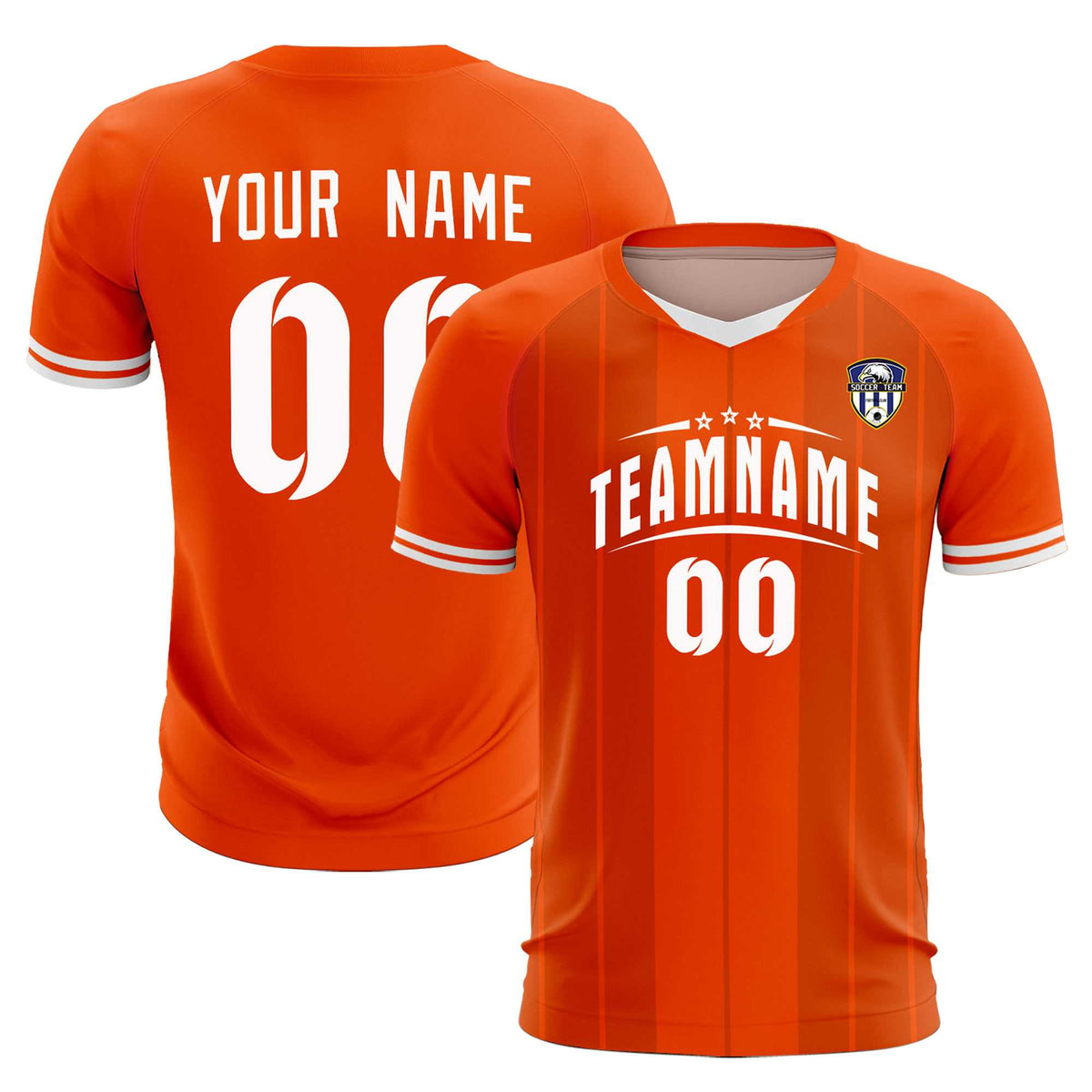 Custom Orange Classic Striped Personalized Soccer Tops/Sets Jersey