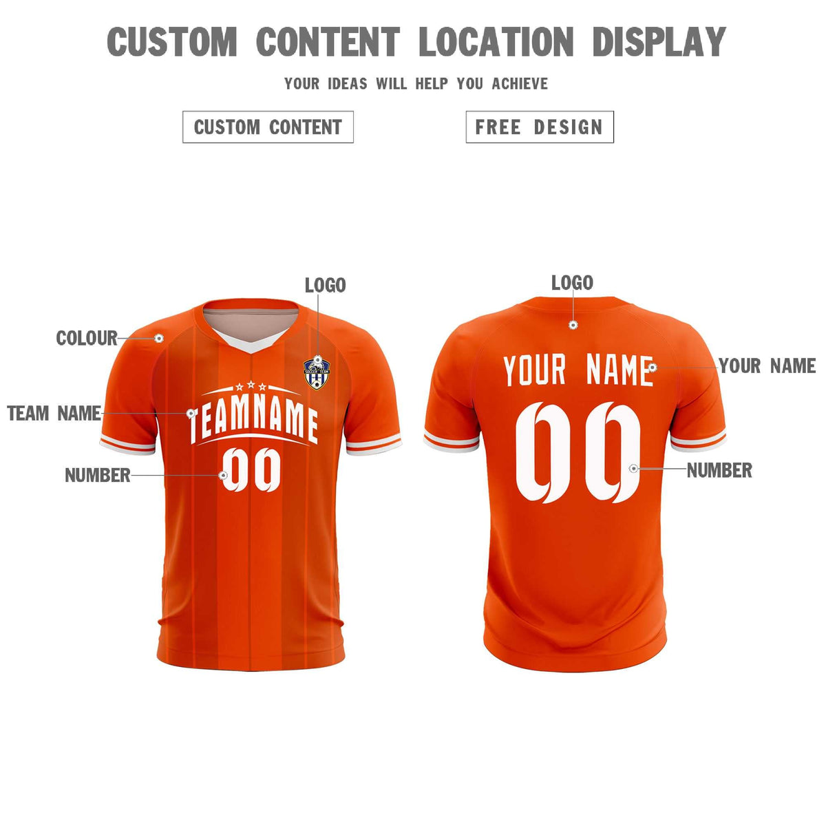 Custom Orange Classic Striped Personalized Football Kit Jersey