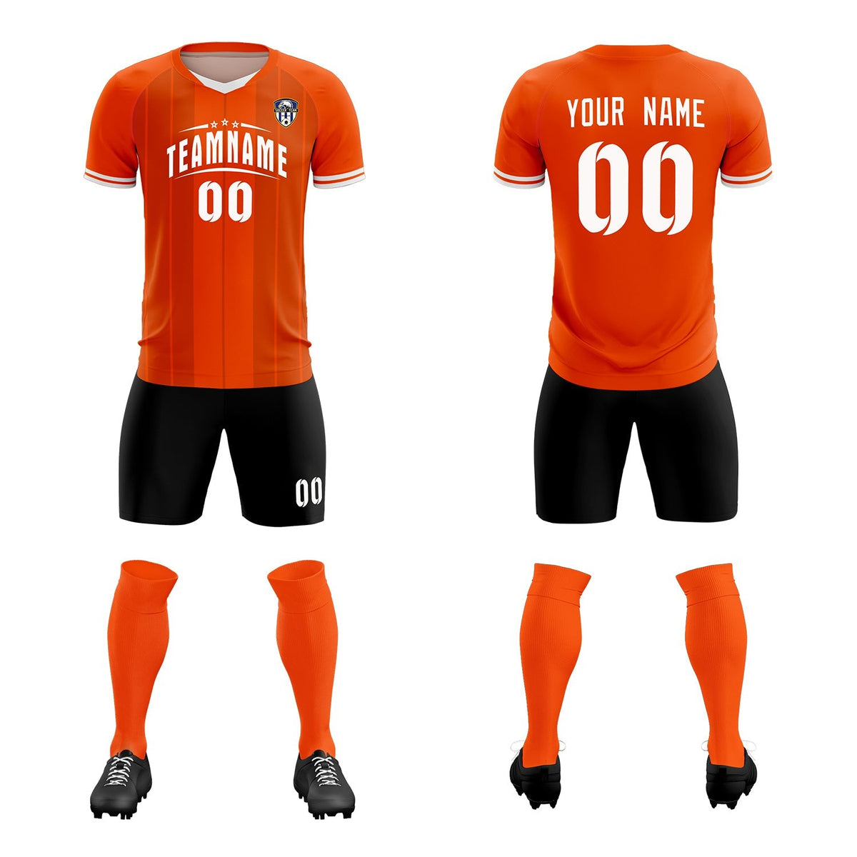 Custom Orange Classic Striped Personalized Football Kit Jersey