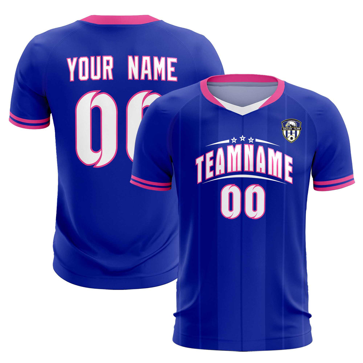 Custom Royal Classic Striped Personalized Soccer Tops/Sets Jersey