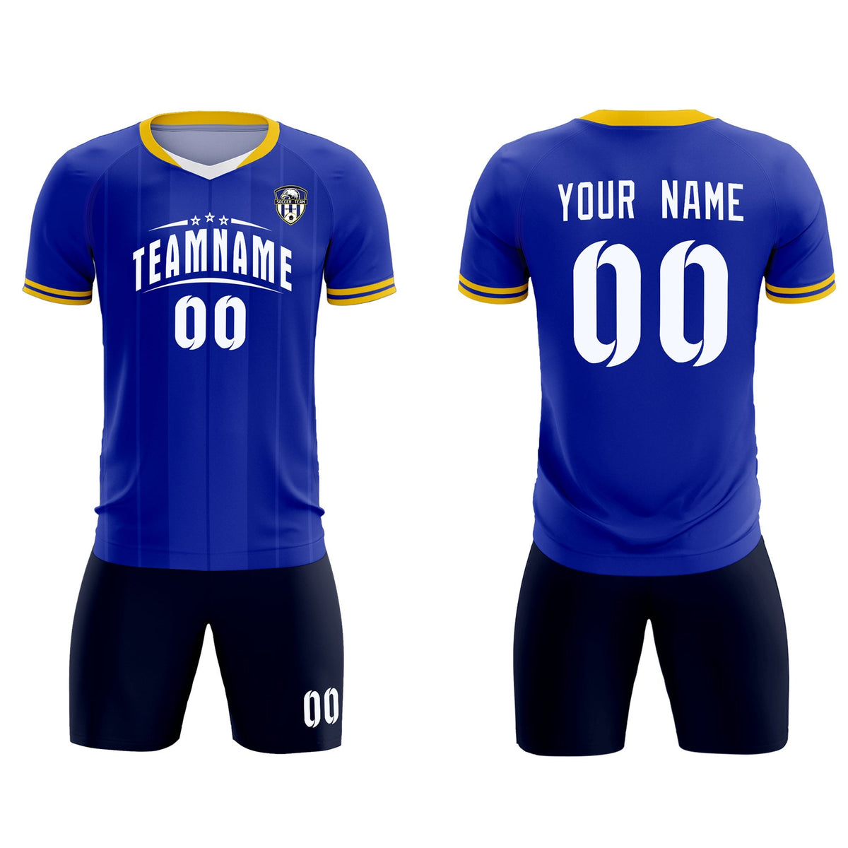 Custom Royal Classic Striped Personalized Soccer Tops/Sets Jersey